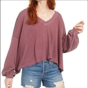 Free People Buffy Long Sleeve Plum Blossom T-Shirt
